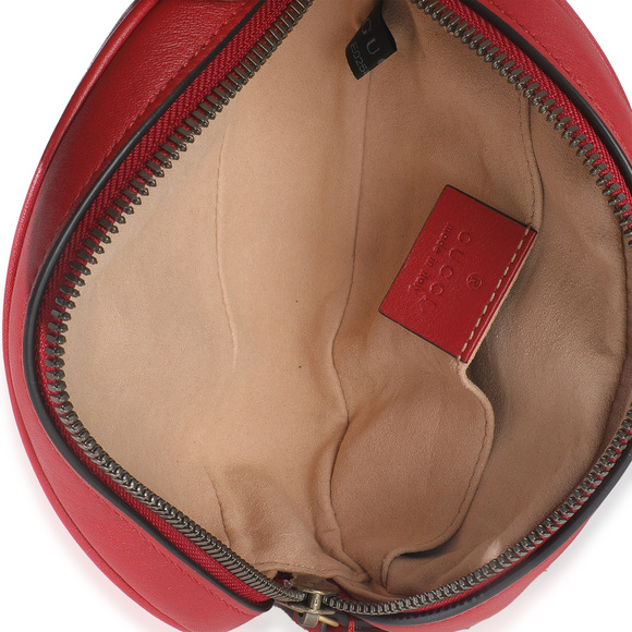 Gucci Hibiscus Red Matelasse Calfskin GG Marmont Belt Bag 85/34 - Picture 6 of 8